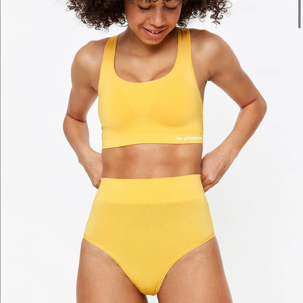 Les girls les boys yellow bra underwear set XS
